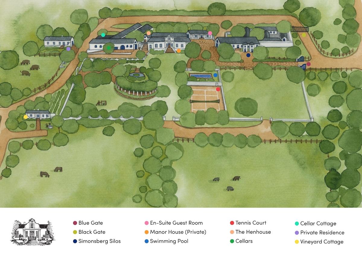 Natte Valleij Wine Estate illustrated map